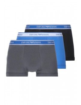 Bóxer Emporio Armani -3 Pack- (Multicolor con Cinturilla Azul y Blanca)