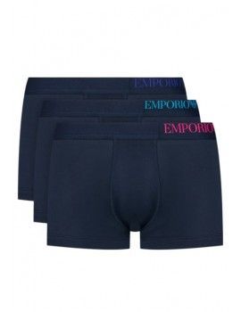 Bóxer Emporio Armani -3 Pack- Stretch Cotton (Marino Logo Fucsia, Morado y Turquesa)