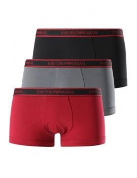 Bóxer Emporio Armani -3 Pack- Stretch Cotton (Negro, Granate y Gris)