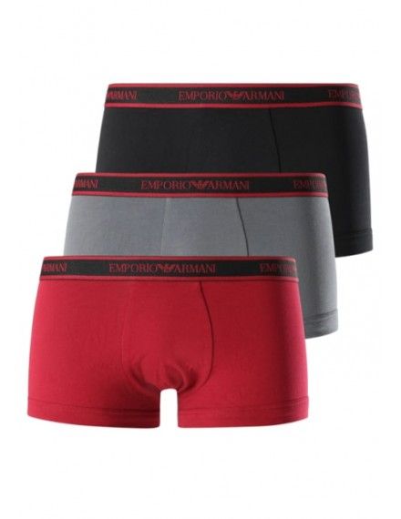 Bóxer Emporio Armani Stretch Cotton -3 Pack- (Negro, Granate y Gris)