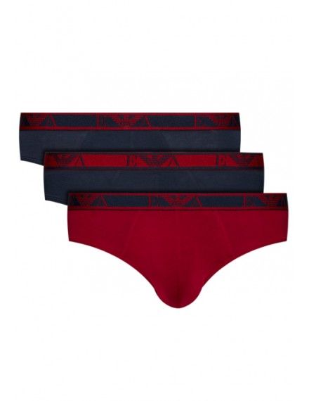 Slip Emporio Armani Stretch Cotton -3 Pack- (Marino y Granate)