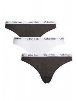 Tanga Calvin Klein Carousel Básico -3 Pack- (Preto, Branco e Preto)