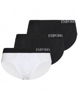 Slip Emporio Armani -3 Pack- Stretch Cotton (Negro, Blanco y Negro)