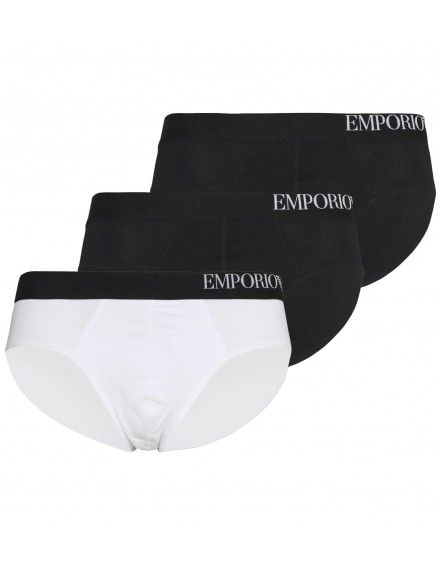 Slip Emporio Armani Stretch Cotton -3 Pack- (Negro, Blanco y Negro)