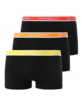 Bóxer Emporio Armani -3 Pack- Stretch Cotton (Negro Cinturilla Multicolor)