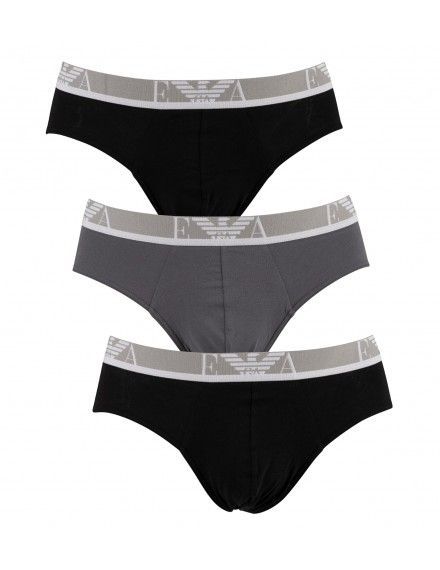Slip Emporio Armani Stretch Cotton -3 Pack- (Negro, Gris y Negro)