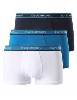 Bóxer Emporio Armani -3 Pack- Stretch Cotton (Marino, Blanco y Azul)