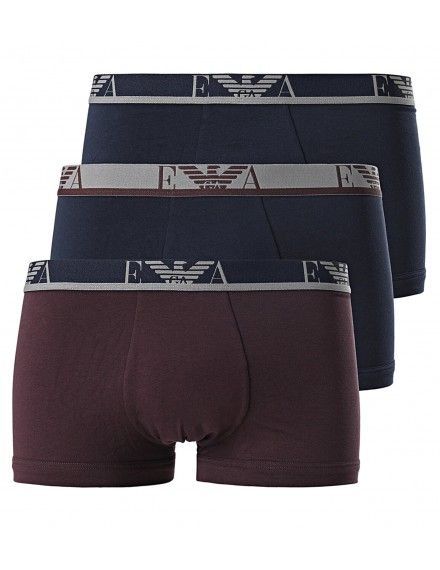 Bóxer Emporio Armani -3 Pack- Stretch Cotton (Marino, Café y Marino)