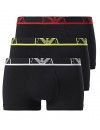 Bóxer Emporio Armani -3 Pack- Stretch Cotton (Negro con Logo Multicolor)