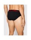 Slip Emporio Armani -3 Pack- Stretch Cotton (Negro Logo Rojo, Blanco y Amarillo)