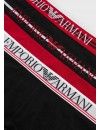 Slip Emporio Armani -3 Pack- Sostenible (Negro y Rojo Logo Fantasía)