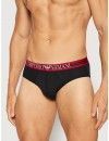 Slip Emporio Armani -3 Pack- Sostenible (Negro y Rojo Logo Fantasía)