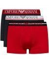 Bóxer Emporio Armani -3 Pack- Sostenible (Negro y Rojo Logo Fantasía)