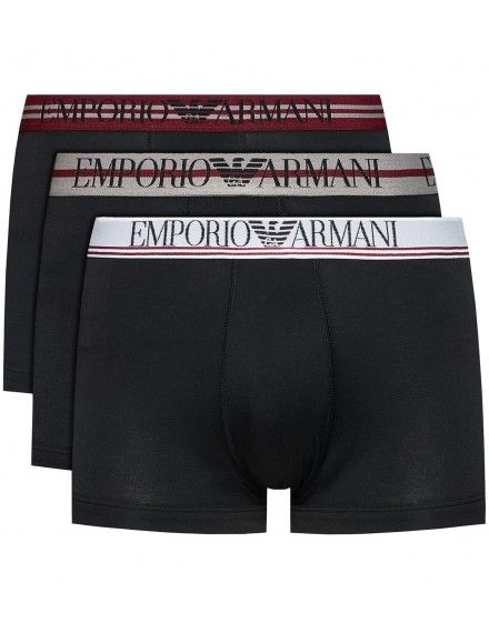 Bóxer Emporio Armani -3 Pack- Sostenible (Negro Logo Fantasía)