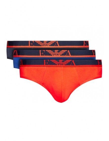 Slip Emporio Armani -3 Pack- (Naranja, Marino y Azul)
