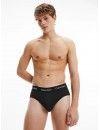 Slip Calvin Klein -3 Pack- Cotton Stretch (Negro Cinturilla Negra, Celeste y Marfil)