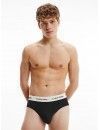 Slip Calvin Klein -3 Pack- Cotton Stretch (Negro Cinturilla Negra, Celeste y Marfil)
