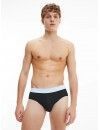 Slip Calvin Klein -3 Pack- Cotton Stretch (Negro Cinturilla Negra, Celeste y Marfil)