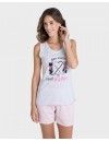 Pijama de mujer Massana Sin Mangas estampado (Gris)