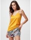 Pijama corto de mujer Gisela Tirantes Finos Estampado (mostaza)