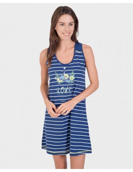 Camisón Massana sin Mangas a Rayas (Marino)