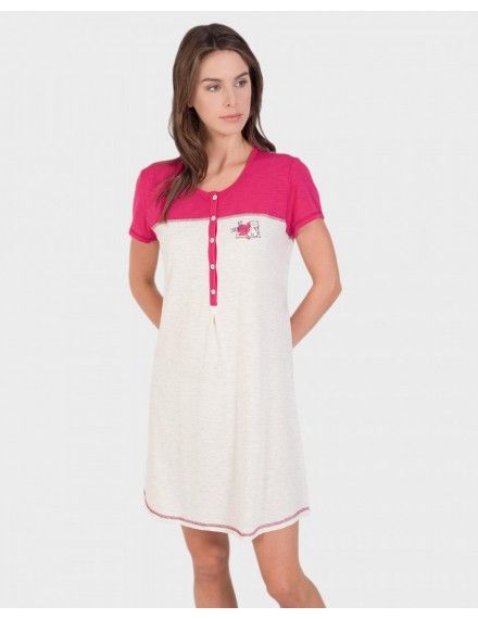 Camisón Massana Manga Corta y Tapeta (Frambuesa)