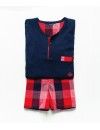Pijama de hombre Guasch Manga Corta con Tapeta (Rojo y Marino)