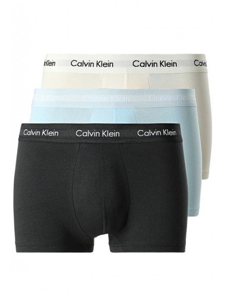 Bóxer Calvin Klein -3 Pack- Stretch Cotton (Negro, Celeste y Marfil)