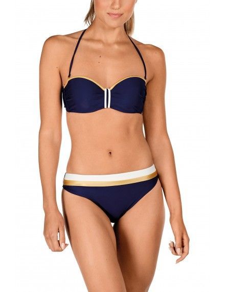 Bikini Tamouré Bandeau Liso Detalle Dorado