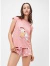 Pijama corto de mujer Gisela Estampado Snoopy (Rosa)