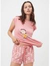 Pijama corto de mujer Gisela Estampado Snoopy (Rosa)