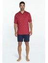 Pijama de Hombre Guasch Tejido Punto Estampado Billar (Rojo y Azul)
