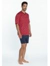 Pijama de Hombre Guasch Tejido Punto Estampado Billar (Rojo y Azul)
