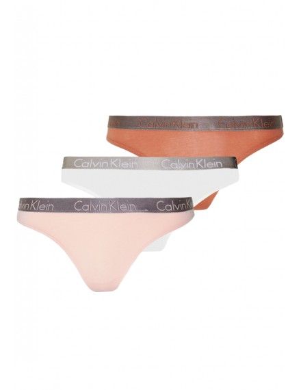 Tanga Calvin Klein  -3 Pack- Radiant Cotton (Blanco, Tierra y Salmón)
