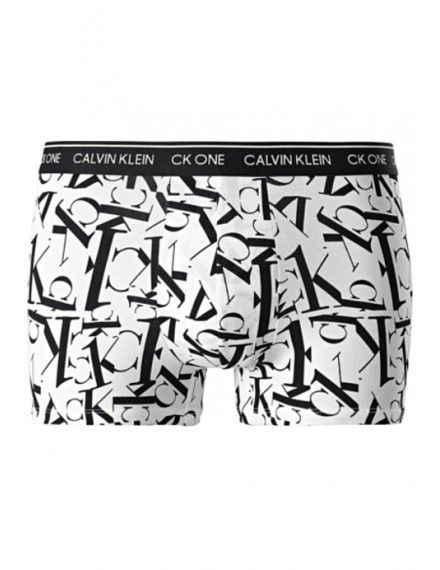 Bóxer Calvin Klein CK ONE Cotton Stretch (Blanco Fantasía con Cinturilla Negra)