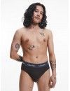 Slip Calvin Klein -3 Pack- Cotton Stretch (Negro Cinturilla Marino, Gris y Beige)