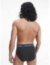 Slip Calvin Klein -3 Pack- Cotton Stretch (Negro Cinturilla Marino, Gris y Beige)