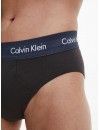 Slip Calvin Klein -3 Pack- Cotton Stretch (Negro Cinturilla Marino, Gris y Beige)