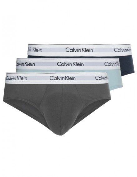Slip Calvin Klein -3 Pack- Modern Cotton Stretch (Gris, Celeste y Cobalto)
