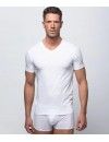 Camiseta interior Abanderado 100% Algodón Cuello V manga corta (blanca)