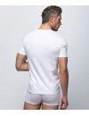 Camiseta interior Abanderado 100% Algodón Cuello V manga corta (blanca)