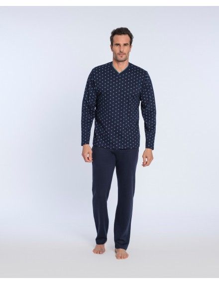 Pijama de Hombre Guasch Tejido Punto Felpa (Marino)