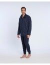 Bata de hombre Guasch de punto felpa estampada (Marino)
