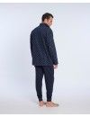 Bata de hombre Guasch de punto felpa estampada (Marino)