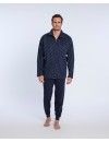 Bata de hombre Guasch de punto felpa estampada (Marino)