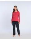 Pijama de Mujer Guasch de Tejido de Punto y Viyela (Rojo)