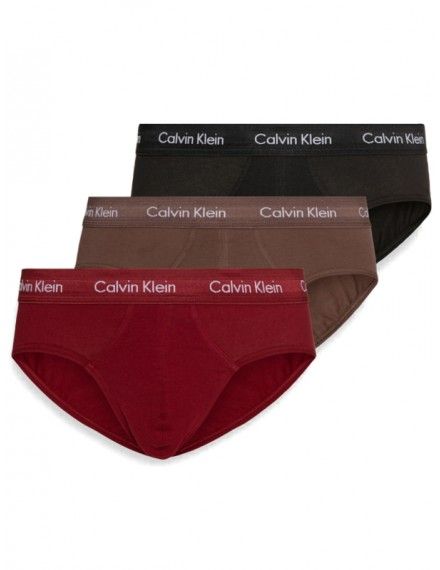 Slip Calvin Klein -3 Pack- Cotton Stretch (Negro, Granate y Camel)