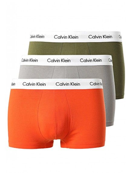 Bóxer Calvin Klein -3 Pack- Cotton Stretch (Gris, Naranja y Kaki)
