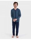 Pijama de Hombre Massana Abierto de Tejido Jacquard (Marino)