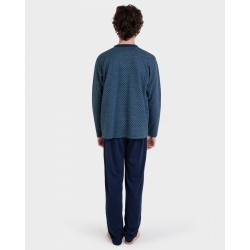 Pijama de Hombre Massana Abierto de Tejido Jacquard (Marino)